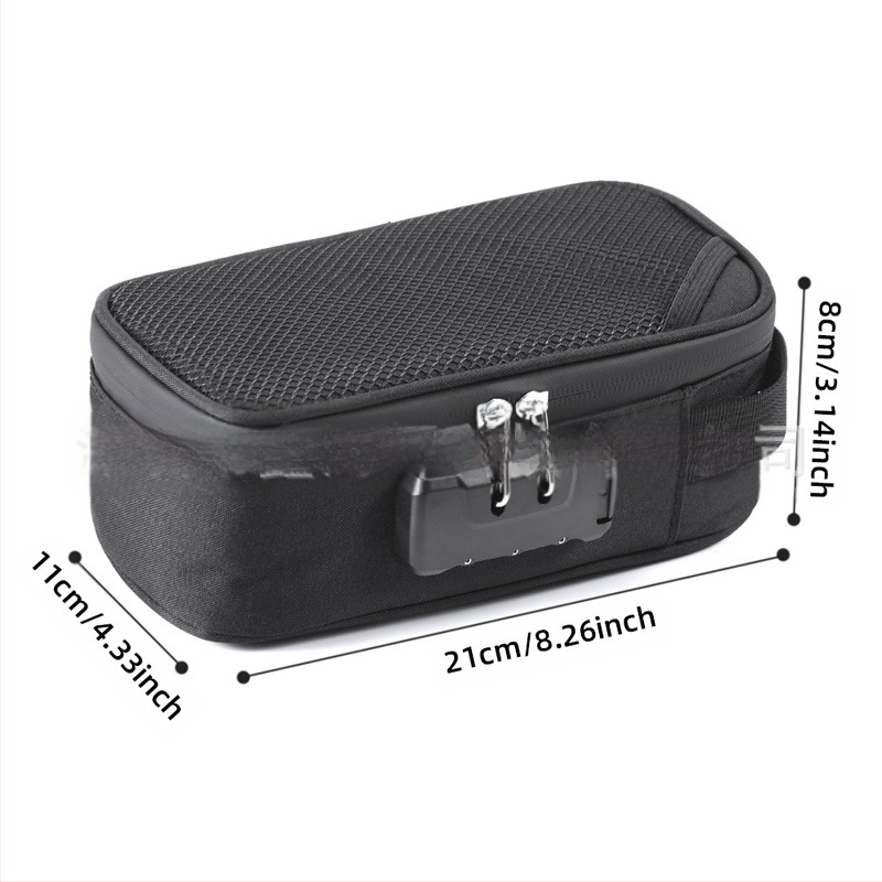 Θήκη ταξιδιού σε τετράγωνο σχήμα με συνδυασμένο κλείδωμα και φίλτρο οσμών για αξεσουάρ καπνίσματος (πολυεστέρας, μοντέλο CL109)