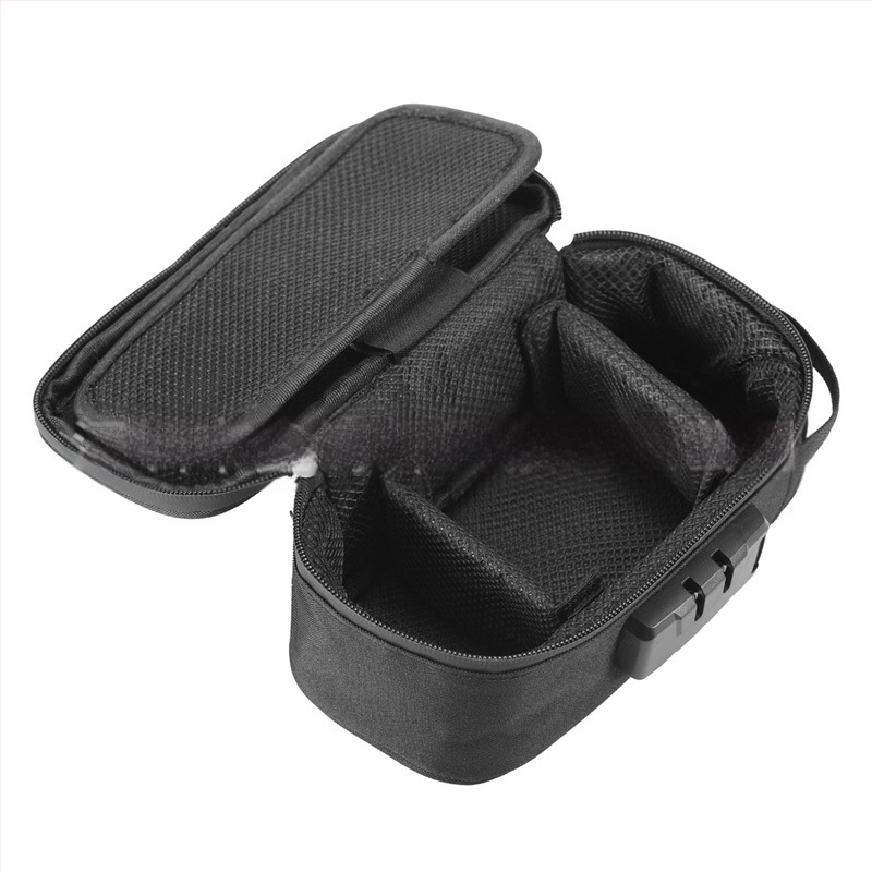 Θήκη ταξιδιού σε τετράγωνο σχήμα με συνδυασμένο κλείδωμα και φίλτρο οσμών για αξεσουάρ καπνίσματος (πολυεστέρας, μοντέλο CL109)