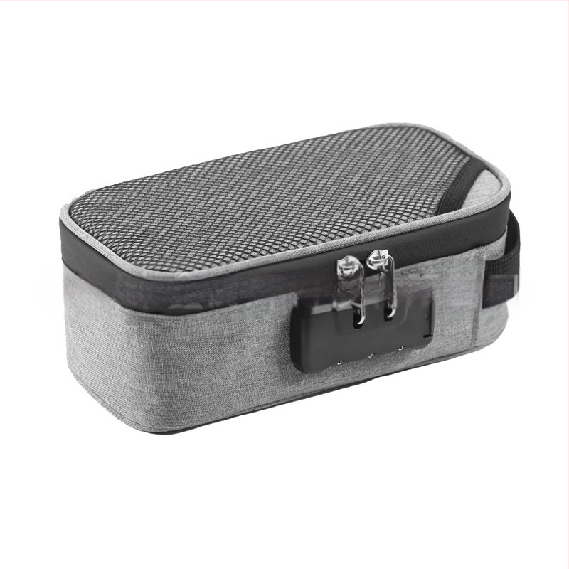 Θήκη ταξιδιού σε τετράγωνο σχήμα με συνδυασμένο κλείδωμα και φίλτρο οσμών για αξεσουάρ καπνίσματος (πολυεστέρας, μοντέλο CL109)