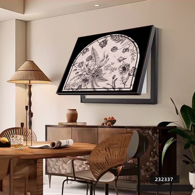 Διακοσμητικός πίνακας για μετρητή - κορνίζα από PS - καμβάς ελαιογραφίας - εκτύπωση Inkjet - μοτίβο φυτών και λουλουδιών - μεσαιωνικό στυλ