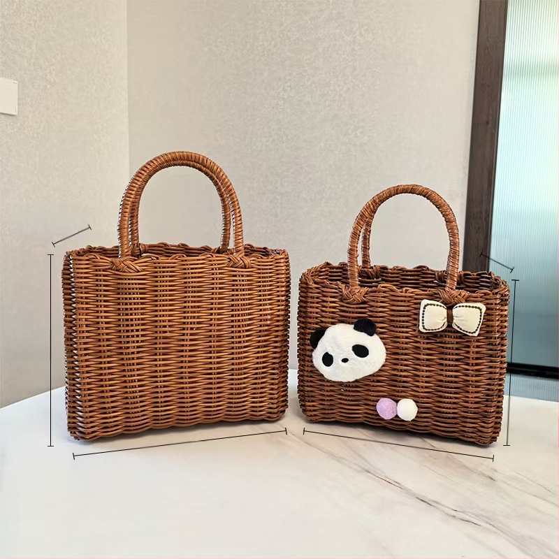 Plastmasas pletēts grozs ar rokturi – imitācija rattan, piemērots augļiem, dārzeņiem un kosmētikai/juvelierizstrādājumiem, japāņu stils