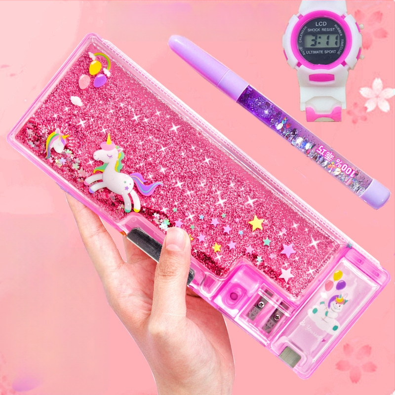 Jin Mai πλαστικό πολυλειτουργικό κουτί μολυβιών για παιδιά, σχέδιο κινούμένων σχεδίων, για μαθητές δημοτικού