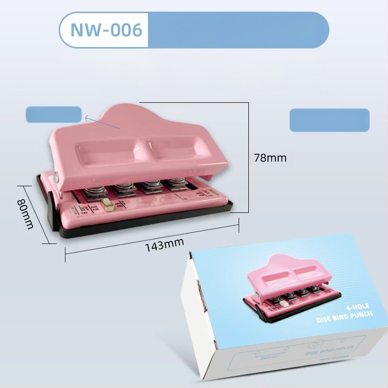 Négylyukas lyukasztó — kézi működtetés, 1–5 lapig, tömege 0,45 kg