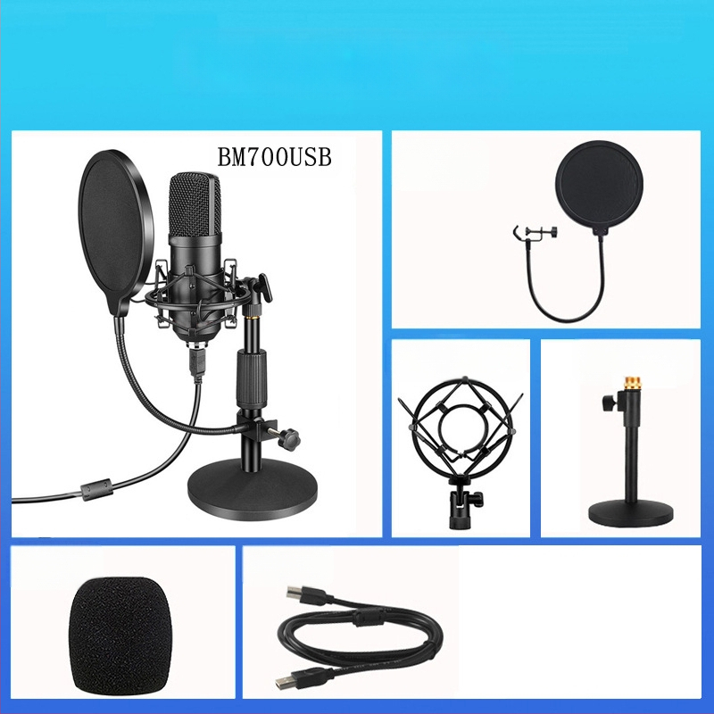 BM-800USB Μικρόφωνο USB για υπολογιστή με καρδιοειδές μοτίβο, εύρος συχνοτήτων 20Hz-20kHz, SNR ≥70dB, αλουμινένιο περίβλημα