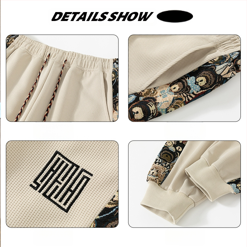 Ανδρικά παντελόνια με πάνελ, ελαστικές, φθινοπωρινό 2024, μεσαία μέση, πολυεστέρας 97%