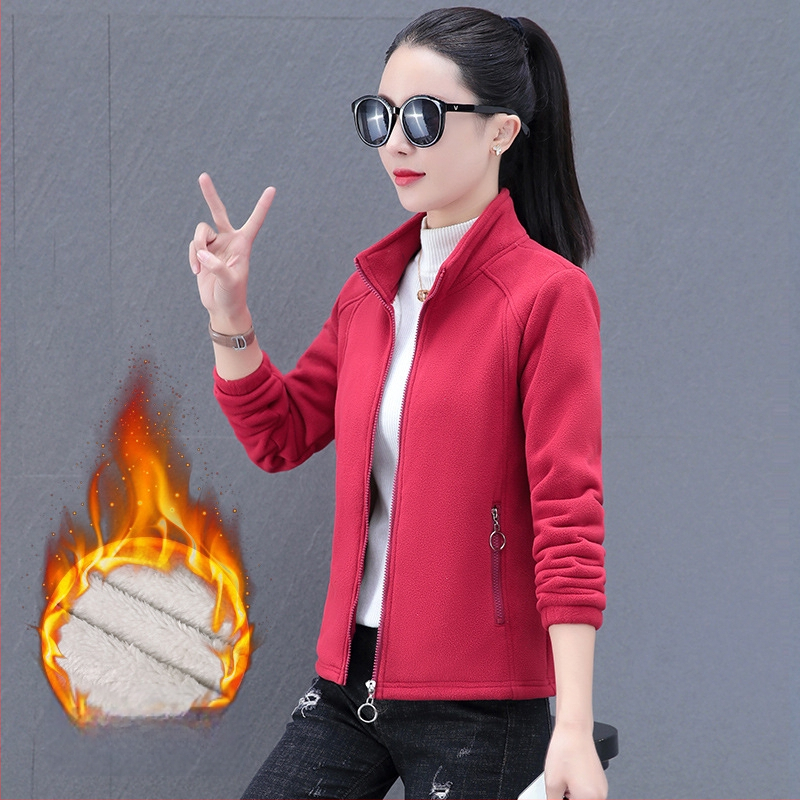 Moteriška striukė su stačiu kaklu ir fleece įdanga – šilta, kasdienis stilius, užtrauktukas priekyje, vidinė kišenė, poliesteris, ilgomis rankovėmis, 2023 pavasaris