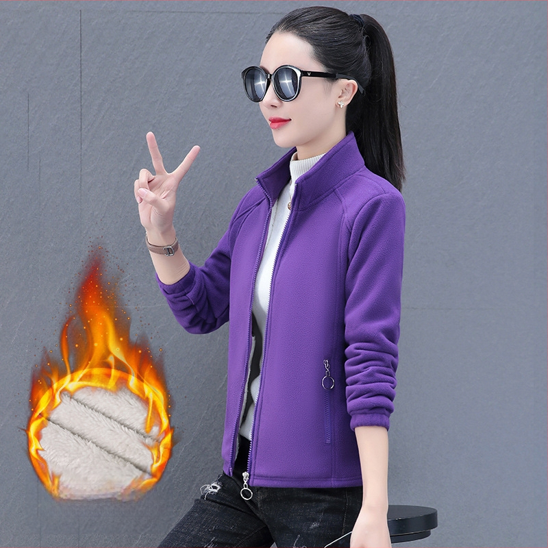 Moteriška striukė su stačiu kaklu ir fleece įdanga – šilta, kasdienis stilius, užtrauktukas priekyje, vidinė kišenė, poliesteris, ilgomis rankovėmis, 2023 pavasaris