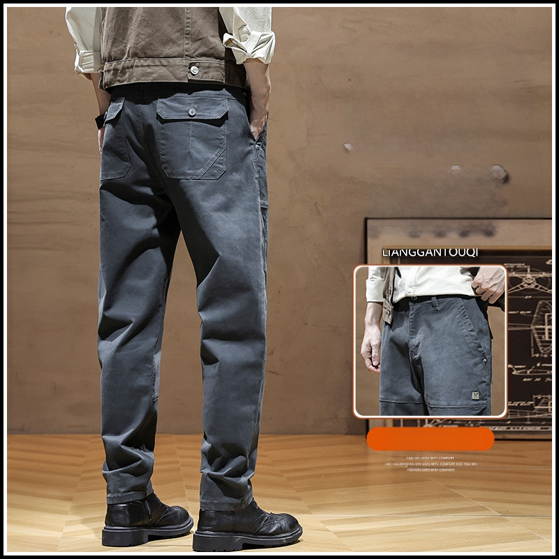 Vyrų Harlan darbo kelnės, aukštas juosmuo, tiesus kirpimas, užtrauktukas, lengvas bambuso pluošto audinys, pavasario kasdieniam dėvėjimui