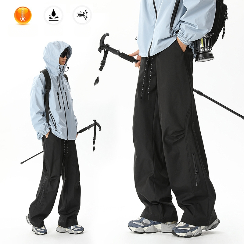 Unisex vandeniui atsparios kalnų žygių kelnytės, tiesus kirpimas, vidutinio juosmens, velūro pamušalas, mikroelastingumas, poliesterio audinys