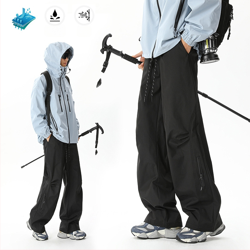 Unisex vandeniui atsparios kalnų žygių kelnytės, tiesus kirpimas, vidutinio juosmens, velūro pamušalas, mikroelastingumas, poliesterio audinys