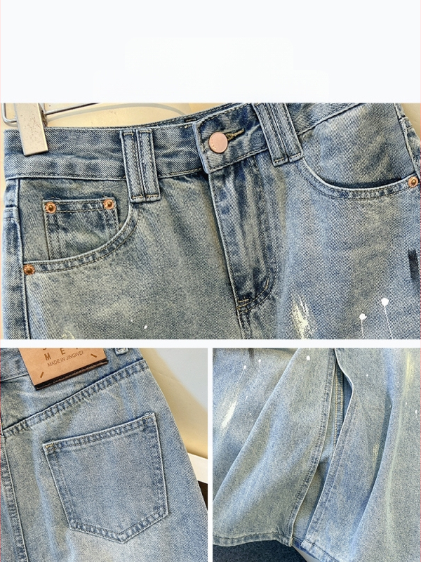 Moteriški džinsiniai A-linijos sijonas, vidutinio ilgio, vasara 2025, be elastinio