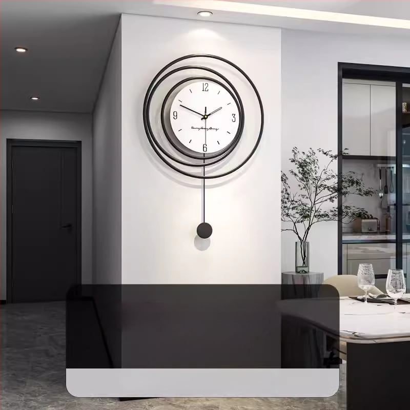 Μοντέρνο μεταλλικό ρολόι τοίχου YH323 με καντράν από οργανικό γυαλί, αναλογικό, τροφοδοσία με μπαταρίες, κίνηση με απαλό sweep, για σαλόνι, υπνοδωμάτιο, μελέτη, γραφείο