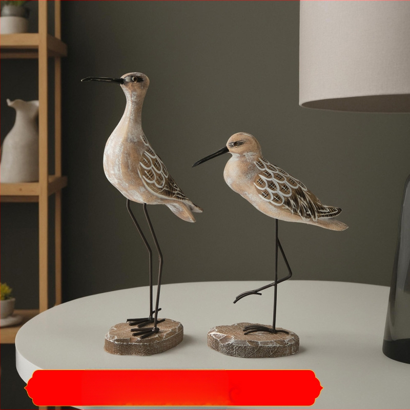 Настолен декоративен елемент: морска птица от масивно дърво – Медитерански стил, полирана дървена изработка, полу-ручна и полу-механична обработка