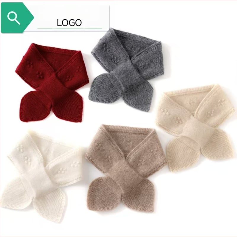 Кашмирен шал за врата – 100% кашмир, право плетиво, топъл, зима, марка Fibeirou