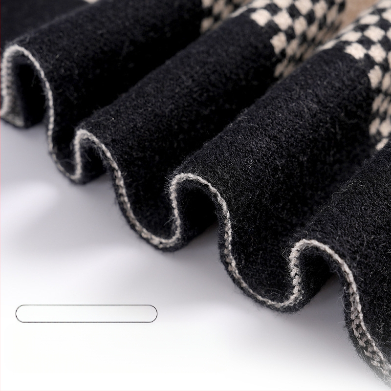 Мъжки кашмиров шал с каре, проста плетка, топъл за зимата