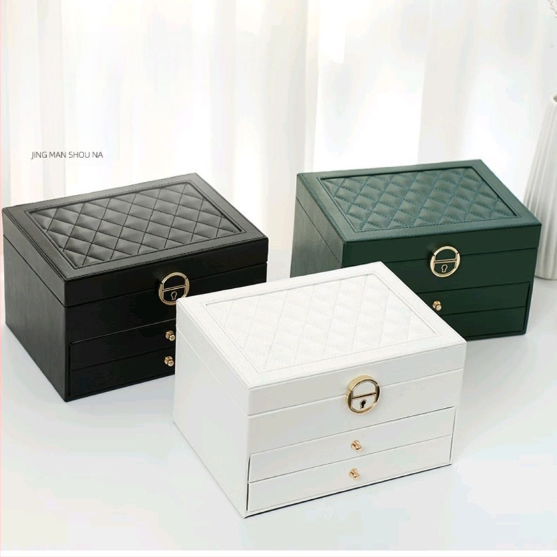 Κουτί κοσμημάτων με τριεπίπεδη κατασκευή από συνθετικά υλικά για αποθήκευση κοσμημάτων