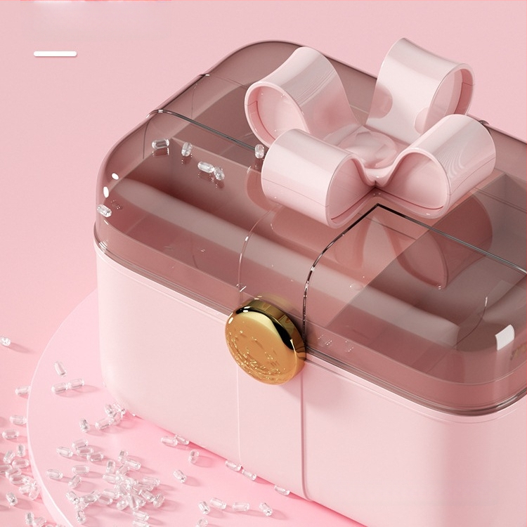 Dviejų aukštų plaukų aksesuarų saugojimo dėžutė vaikams, 18L, plastikas, modelis xy0512