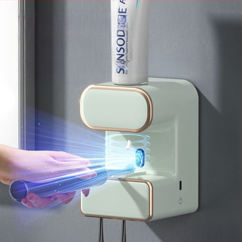 Automatinis dantų pastos išspaudėjas su UV sterilizacija ir dantų šepetėlių laikikliu, 2024 m. modelis RA-958, vaikams ir suaugusiems