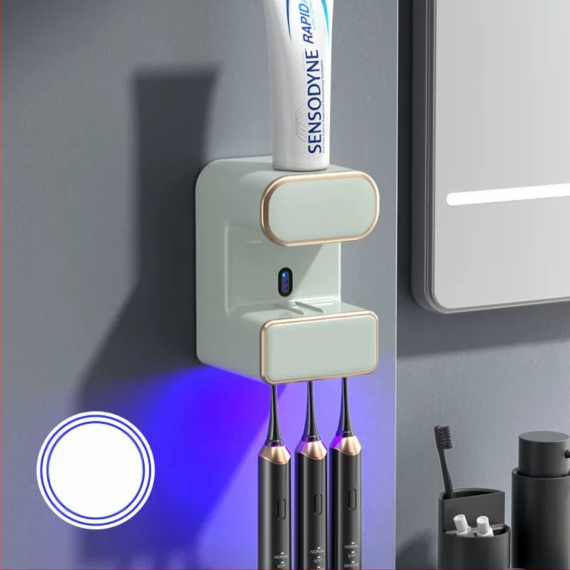 Automatinis dantų pastos išspaudėjas su UV sterilizacija ir dantų šepetėlių laikikliu, 2024 m. modelis RA-958, vaikams ir suaugusiems