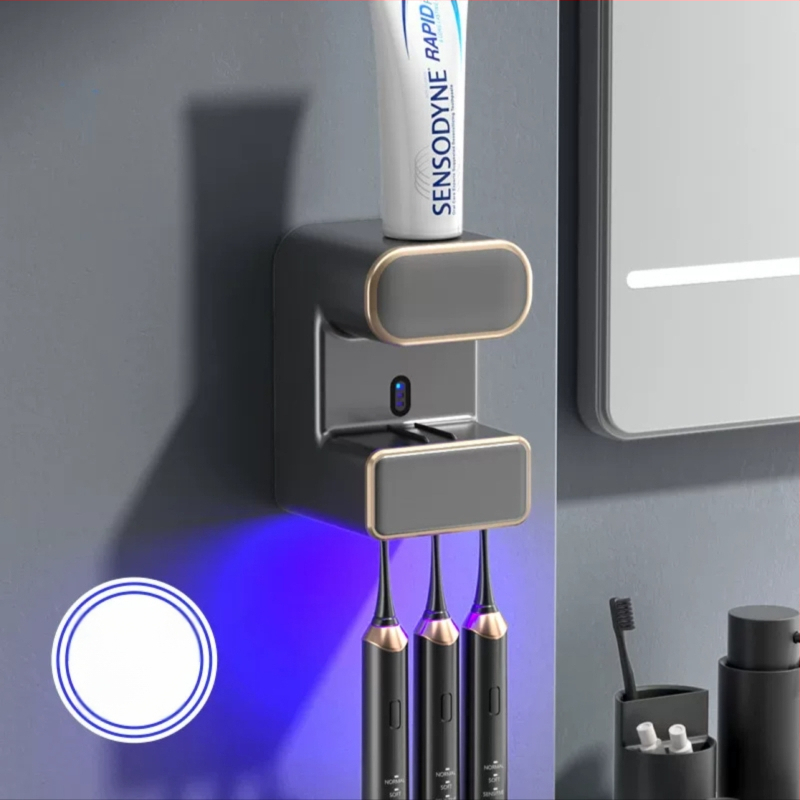 Automatinis dantų pastos išspaudėjas su UV sterilizacija ir dantų šepetėlių laikikliu, 2024 m. modelis RA-958, vaikams ir suaugusiems