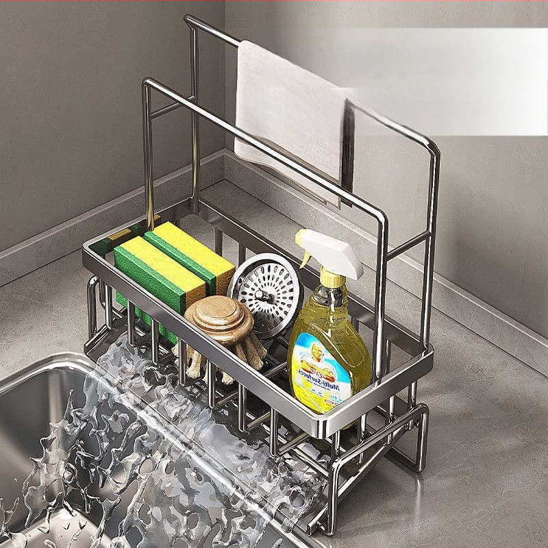 Virtuves sūkļu un lupatu plaukts, pārnēsājams, no oglekļa tērauda, modelis L13-, grīdas statīvs.