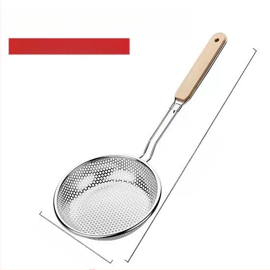 Nerūdijančio plieno aliejinė grotelė su medine rankena – neslidžia, atspari nudegimams, sietas koldūnams ir makaronams