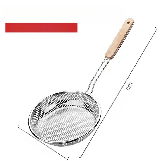 Nerūdijančio plieno aliejinė grotelė su medine rankena – neslidžia, atspari nudegimams, sietas koldūnams ir makaronams