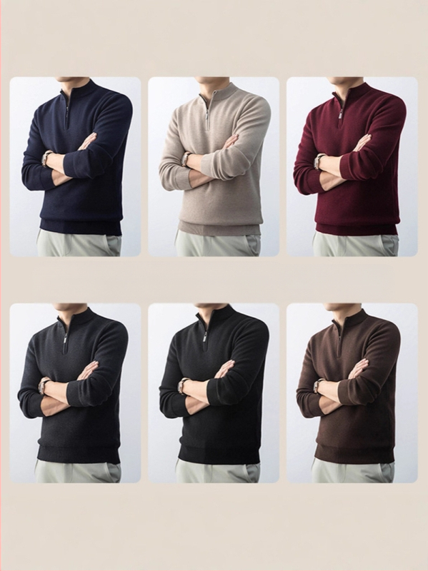 Korėjiečio stiliaus megztinis su fliso vidiniu pamušalu, stovinčiu kaklu, ilgomis rankovėmis