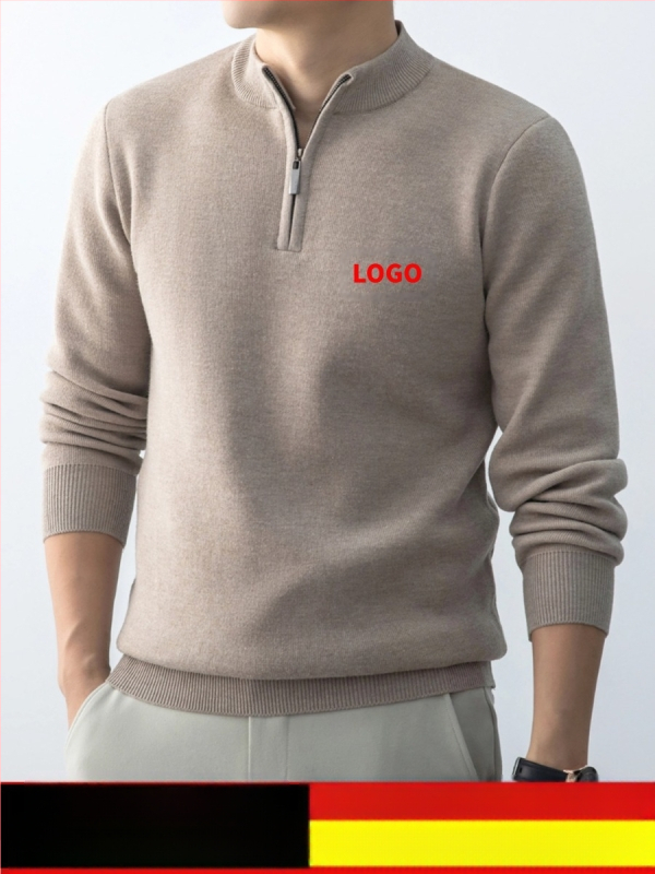 Korėjiečio stiliaus megztinis su fliso vidiniu pamušalu, stovinčiu kaklu, ilgomis rankovėmis