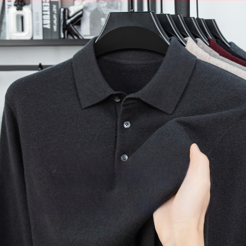 Ανδρικό πουλόβερ από 100% μαλλί, Turn-down γιακάς, παχύς και ζεστός, εφαρμοστή γραμμή