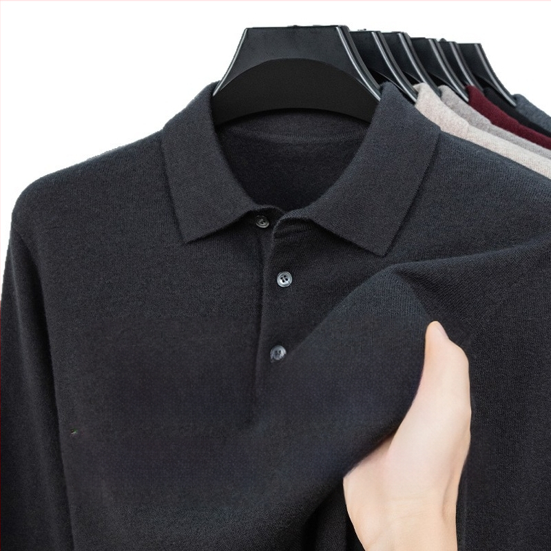 Ανδρικό πουλόβερ από 100% μαλλί, Turn-down γιακάς, παχύς και ζεστός, εφαρμοστή γραμμή