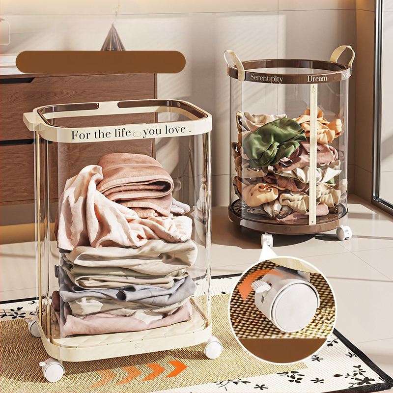 Sulankstoma skalbinių dėžė su ratukais, plastikinė, mobilus saugojimo organizatorius vonios kambariui