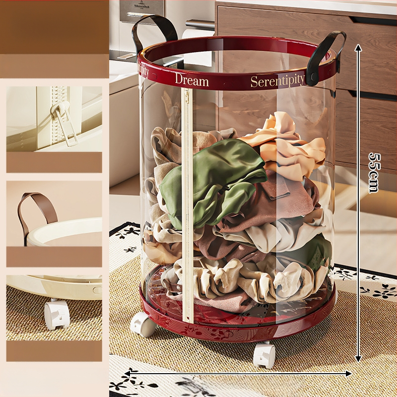 Sulankstoma skalbinių dėžė su ratukais, plastikinė, mobilus saugojimo organizatorius vonios kambariui