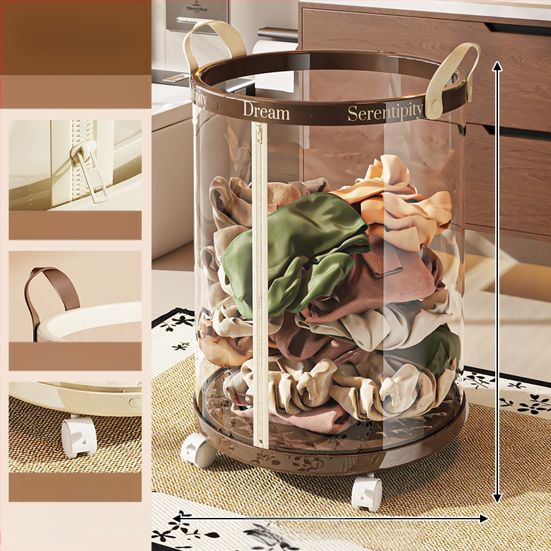 Sulankstoma skalbinių dėžė su ratukais, plastikinė, mobilus saugojimo organizatorius vonios kambariui