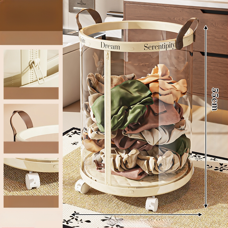 Sulankstoma skalbinių dėžė su ratukais, plastikinė, mobilus saugojimo organizatorius vonios kambariui