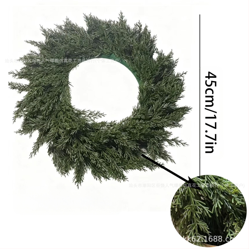 Syntetinė Kalėdinė vainikė su pušies šakelėmis, plastmasė, Amerikos stilius, pusiau rankinis, pusiau mechaninis gaminimas