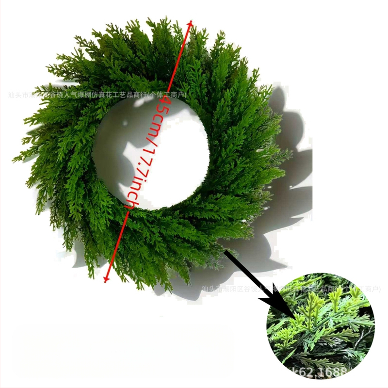 Syntetinė Kalėdinė vainikė su pušies šakelėmis, plastmasė, Amerikos stilius, pusiau rankinis, pusiau mechaninis gaminimas