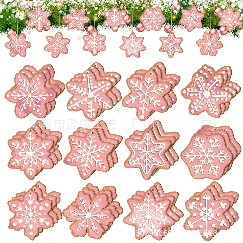 Medinis pakabinis dekoras — Kalėdinė snaigė su imbieriniais sausainiais motyvu, modelis LA-593, Kalėdinis stilius