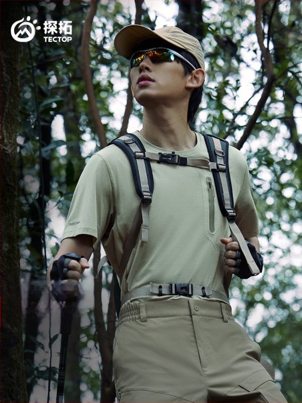 Ανδρικό T-shirt από Ice Silk Cotton, γρήγορο στέγνωμα, αναπνεύσιμο, UV προστασία, στρογγυλός λαιμός