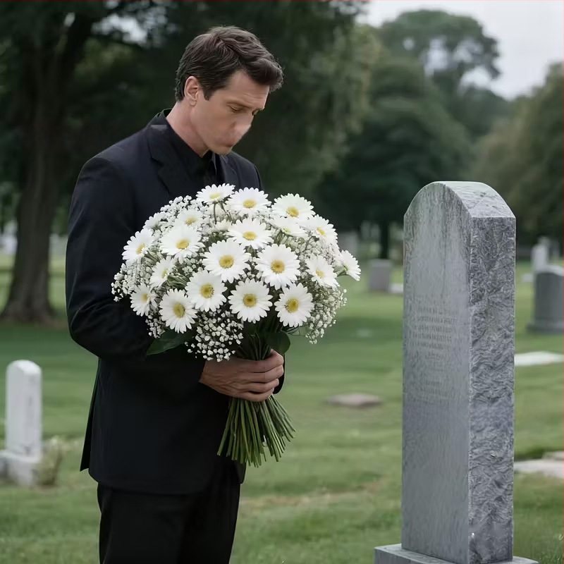 Aranjament floral artificial cu Crizanteme și Baby's Breath; material plastic, execuție semi-manuală și semi-mecanică, pentru exterior