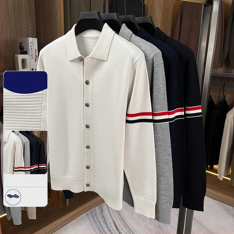 Vyrinis megztinis kardiganas su Turn-Down apykakle, ilgomis rankovėmis, įprasto tankio, akrilinis mišinys 58.7%