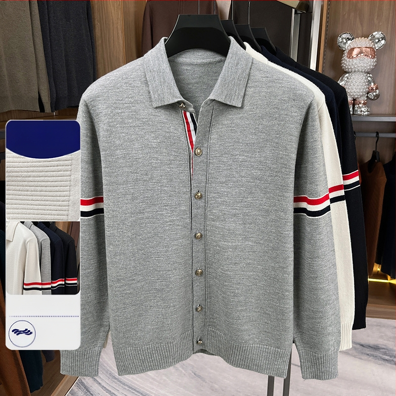 Vyrinis megztinis kardiganas su Turn-Down apykakle, ilgomis rankovėmis, įprasto tankio, akrilinis mišinys 58.7%