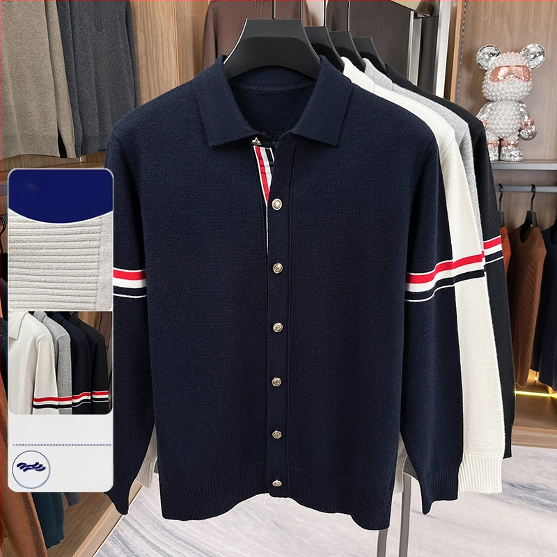 Vyrinis megztinis kardiganas su Turn-Down apykakle, ilgomis rankovėmis, įprasto tankio, akrilinis mišinys 58.7%