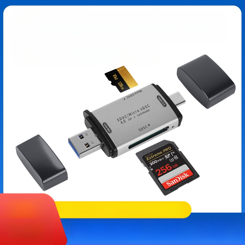 Hexing SD/TF/MicroSD 4.0 USB-C Dvojni čitač kartica