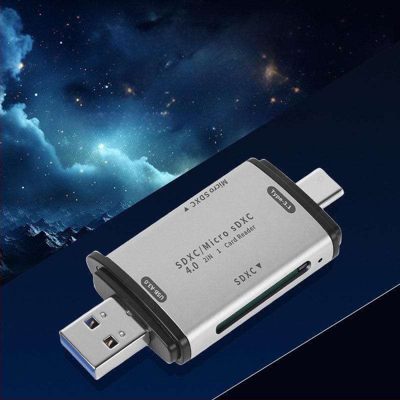 Hexing SD/TF/MicroSD 4.0 USB-C Dvojni čitač kartica
