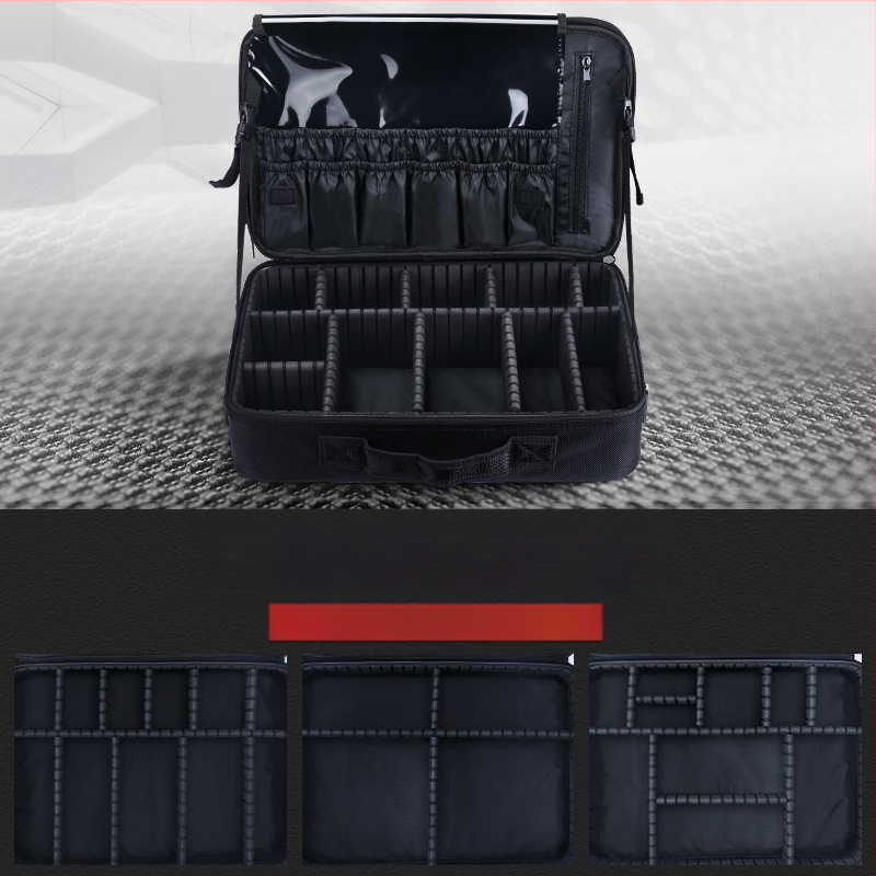 Makiažo krepšys iš Oxford audinio, vertikalios kvadrato formos, užtrauktuku užsegama kišenė, užtrauktuko atidarymas, talpa 36–55 L