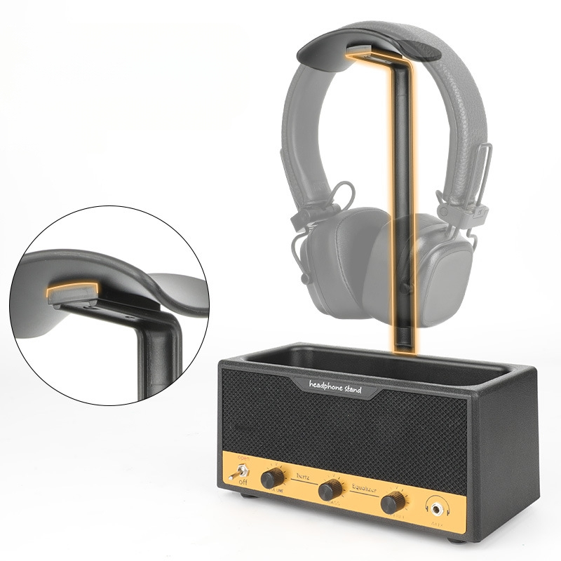 Επιτραπέζιο σταντ προβολής ακουστικών και ηχείων – πολυλειτουργικό ράφι αποθήκευσης, πλαστικό, ένα επίπεδο, μετακινούμενο