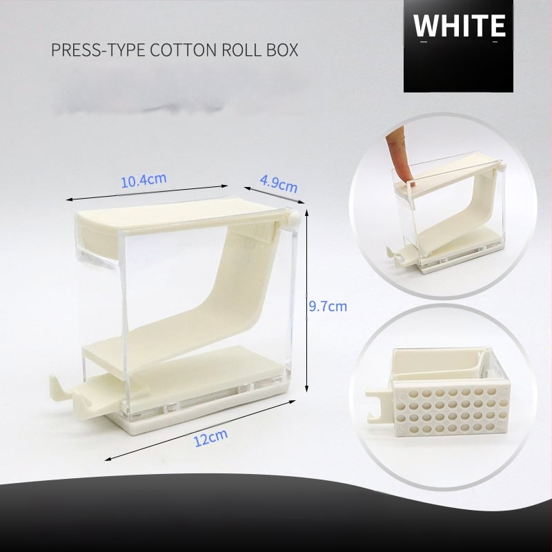 Κουτί ρολών βαμβακιού τύπου push για οδοντιατρική χρήση, με καπάκι από PP πλαστικό, με εκτυπωμένο λογότυπο