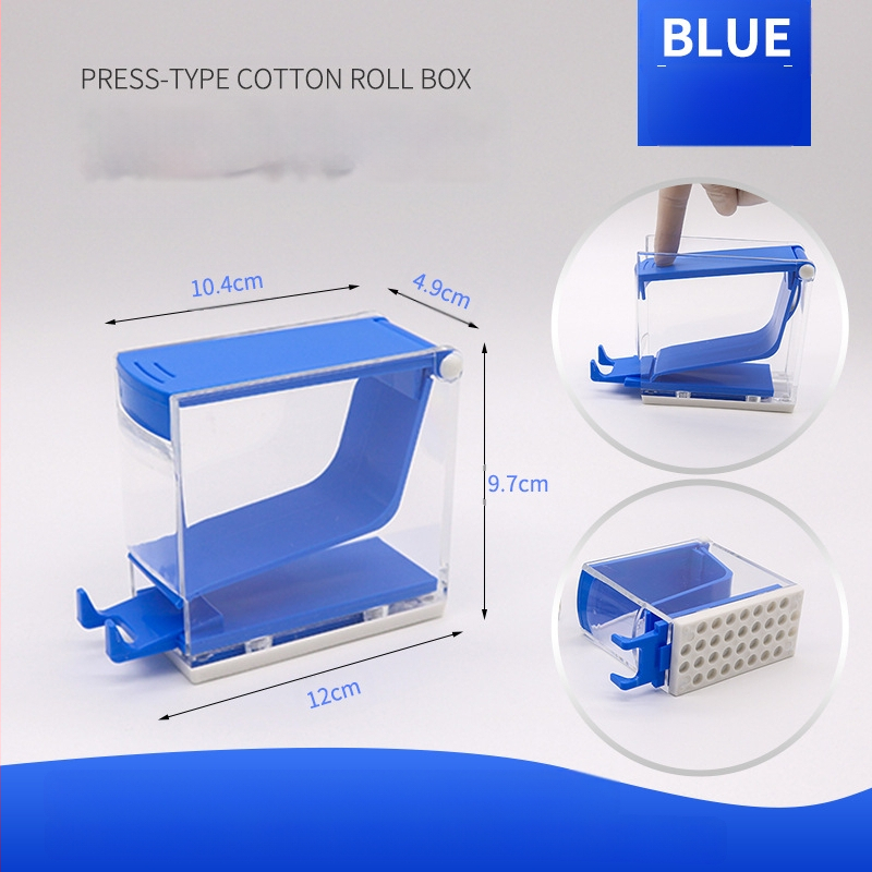Κουτί ρολών βαμβακιού τύπου push για οδοντιατρική χρήση, με καπάκι από PP πλαστικό, με εκτυπωμένο λογότυπο
