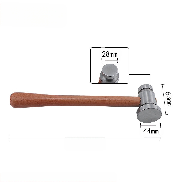 Σφυρί με ξύλινο κοντάκι, στρογγυλή κεφαλή, σιδερένια επίπεδη κεφαλή, χειροποίητο εργαλείο μεταλλουργίας κοσμημάτων